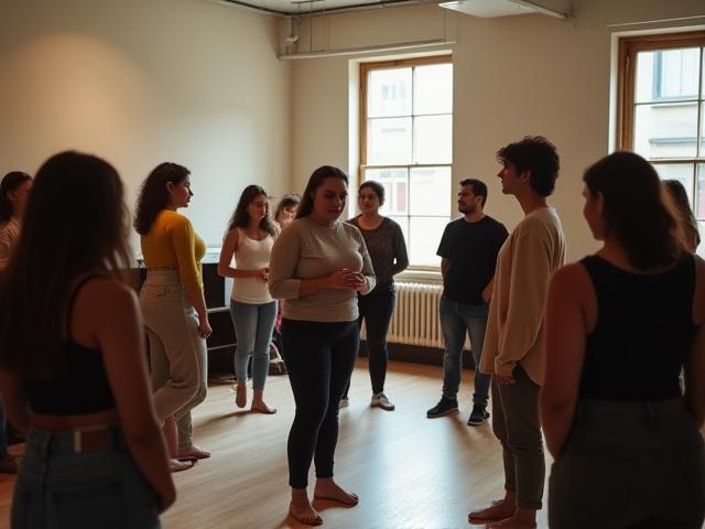Interior view of Rangbhoomi Acting Studio during a class.