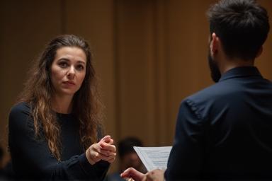 Image representing audition preparation, showing an actor practicing lines.