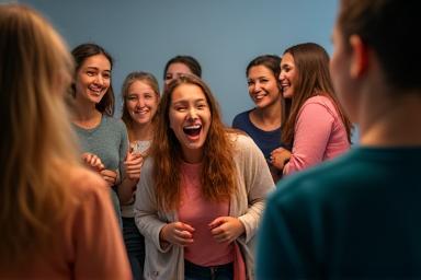 Image representing a beginner acting workshop with a group of enthusiastic students.