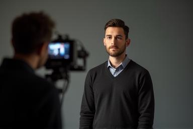 Image representing film acting techniques being taught, perhaps focusing on camera angles or close-ups.