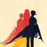 Stylized visual representing movement and physical theatre with dynamic shapes.